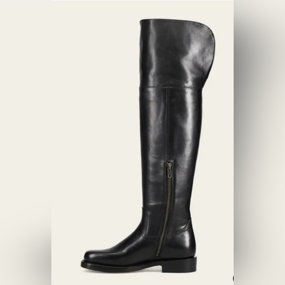 Black Leather Over-the-Knee Boot - Picture 6 of 15